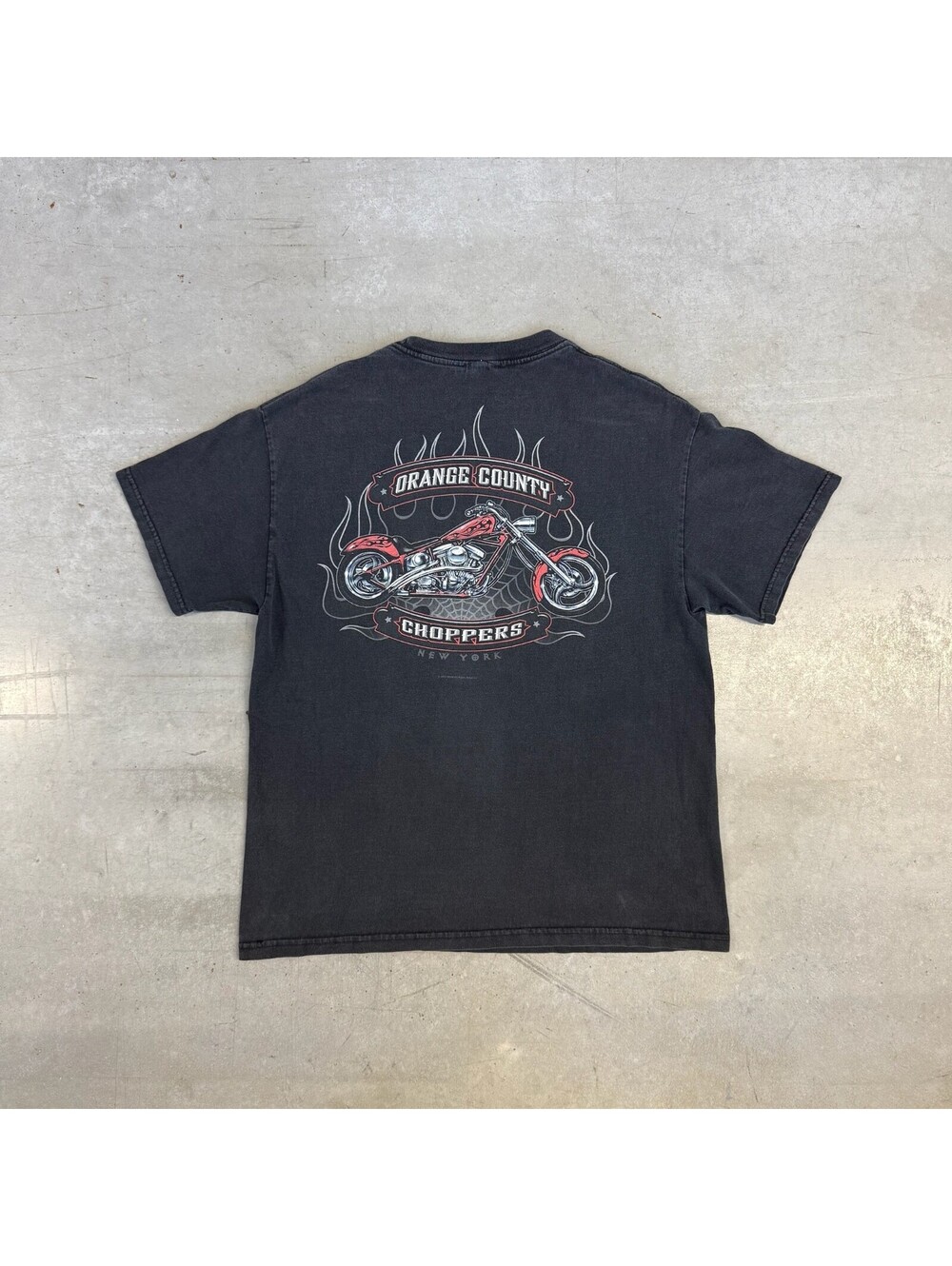 Vintage 2000s Orange County Choppers Faded Graphic T-Shirt Medium Black
